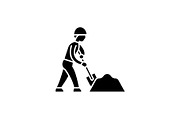Earthworks black icon, vector sign