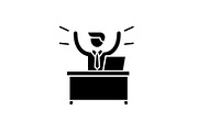 Business win black icon, vector sign