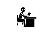 Training at work black icon, vector