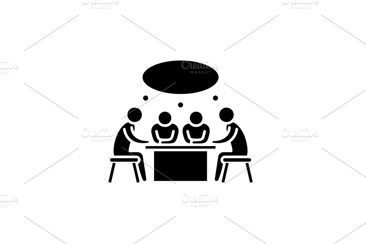 Small business meeting black icon in Illustrations - product preview 8