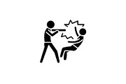 Fight black icon, vector sign on