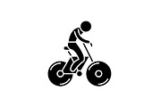 Biking black icon, vector sign on