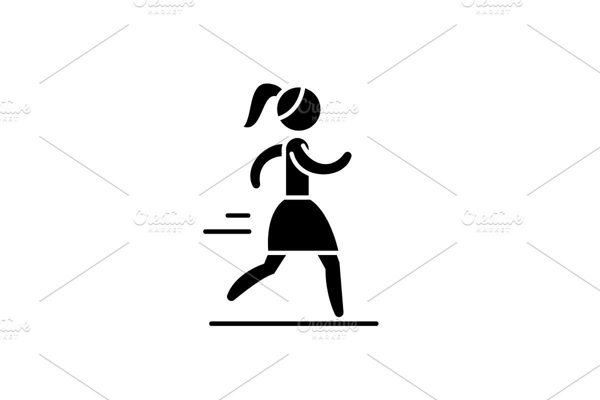 Woman running black icon, vector in Illustrations - product preview 8