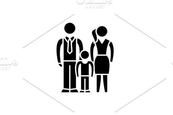 European family black icon, vector