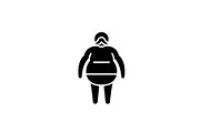 Fat man black icon, vector sign on