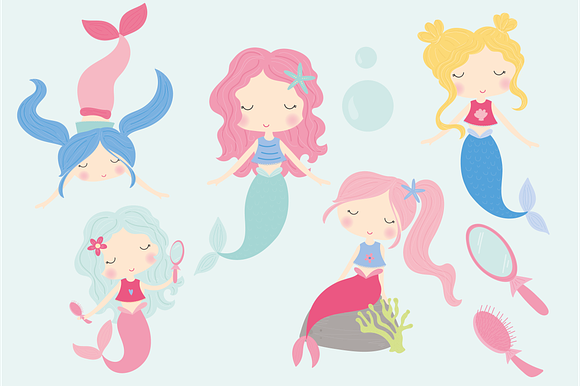 Mermaids under the sea in Illustrations - product preview 1