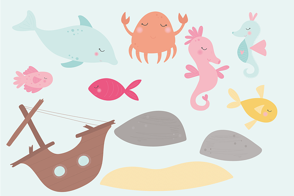 Mermaids under the sea in Illustrations - product preview 2