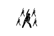 Group fitness black icon, vector