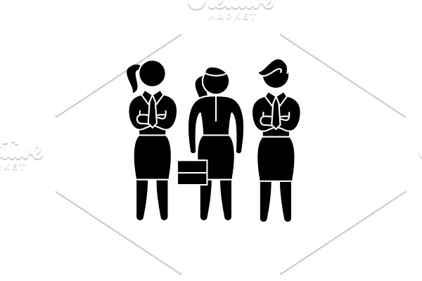 Female employees black icon, vector