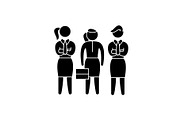 Female employees black icon, vector