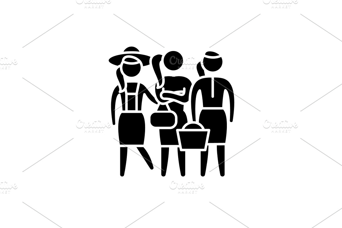 Female roles black icon, vector sign in Illustrations - product preview 8