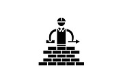 Building black icon, vector sign on