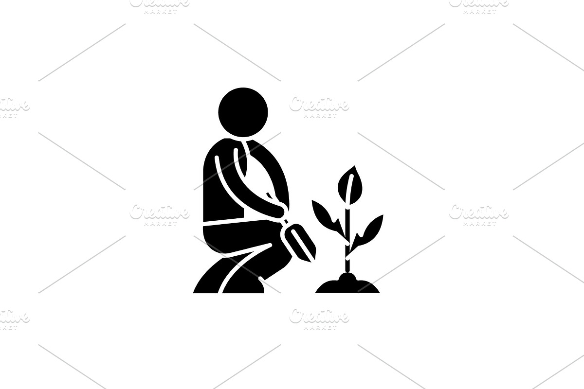 Garden care black icon, vector sign in Illustrations - product preview 8