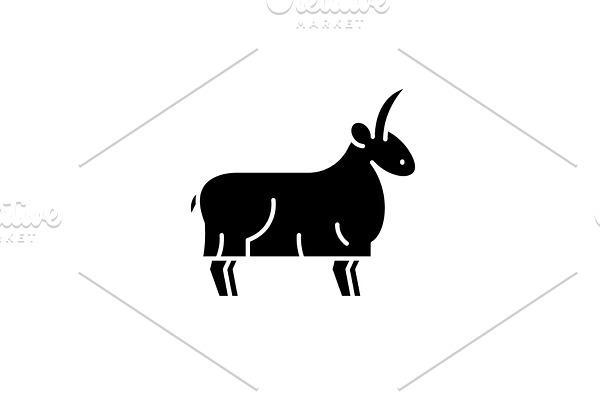Goat black icon, vector sign on