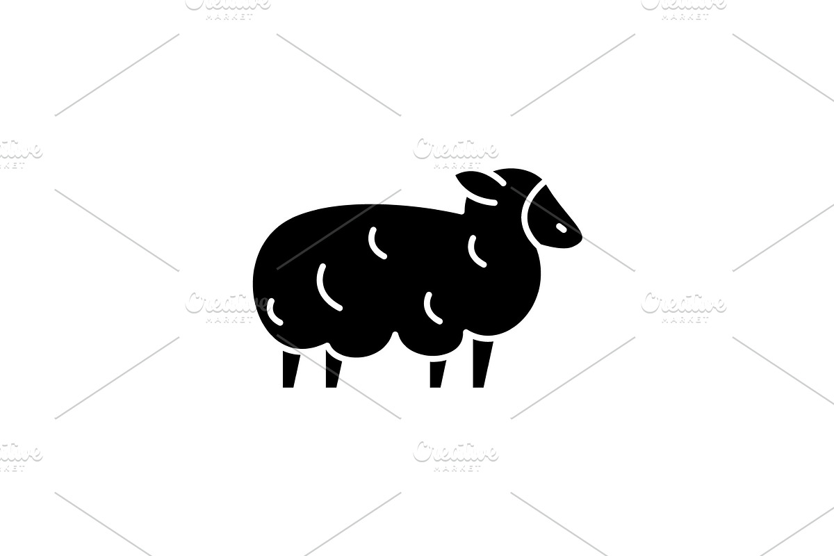 Sheep black icon, vector sign on in Illustrations - product preview 8