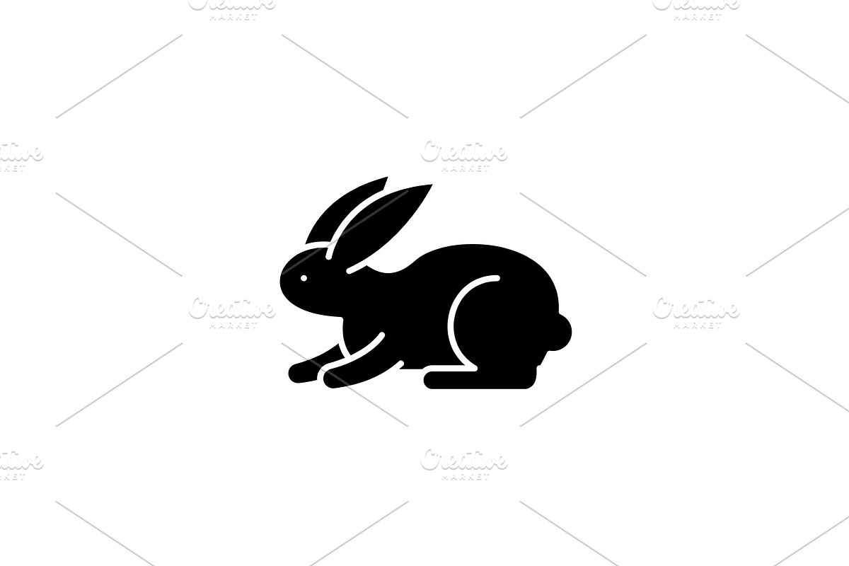 Rabbit black icon, vector sign on in Illustrations - product preview 8