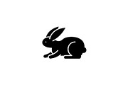 Rabbit black icon, vector sign on