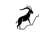 Mountain goat black icon, vector