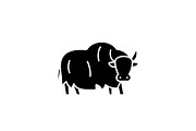 Yak black icon, vector sign on