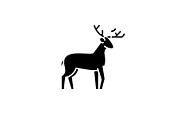 Forest deer black icon, vector sign