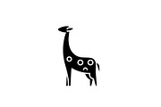 Giraffe black icon, vector sign on