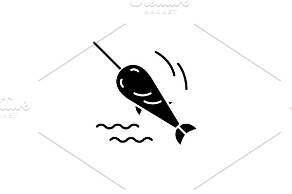 Swordfish black icon, vector sign on
