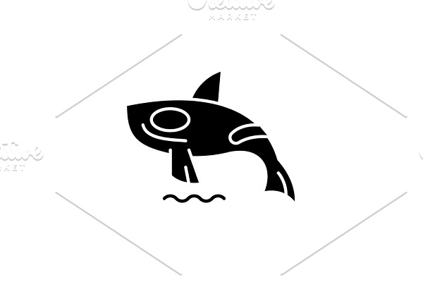Shark killer whale black icon