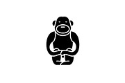 Gibbon black icon, vector sign on