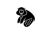 Beaver black icon, vector sign on