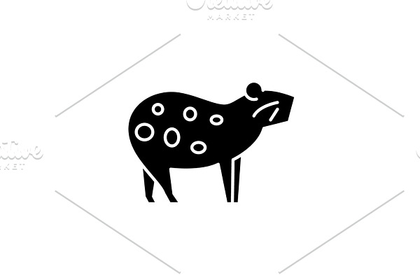 Guinea pig black icon, vector sign