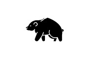 Brown bear black icon, vector sign