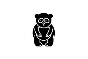 Panda bear black icon, vector sign