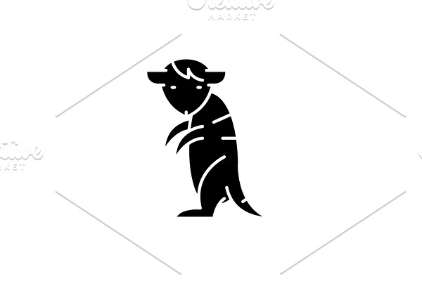 Meerkat black icon, vector sign on