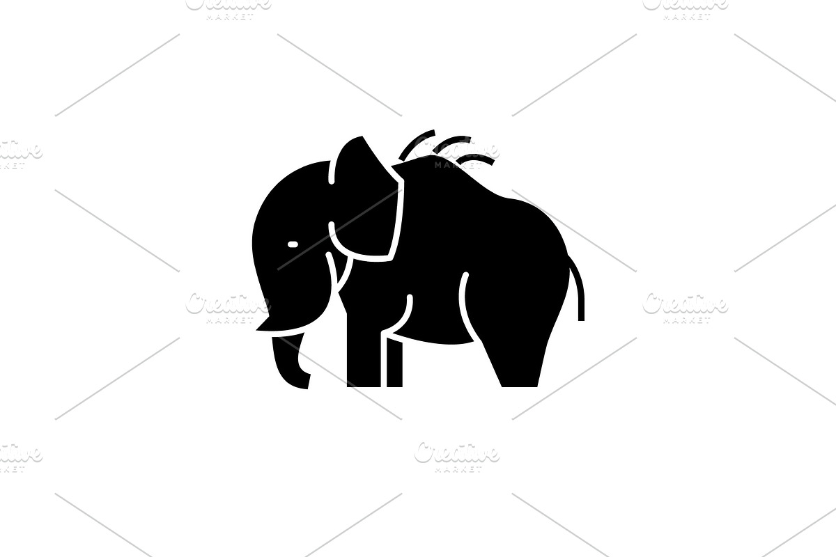 Mammoth black icon, vector sign on in Illustrations - product preview 8