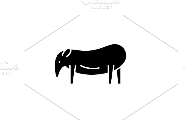 Tapir black icon, vector sign on