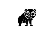 Panda black icon, vector sign on