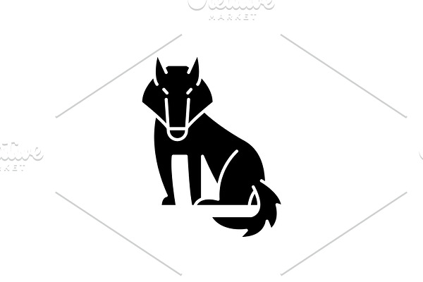 Wolf black icon, vector sign on