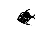 Tropical fish black icon, vector