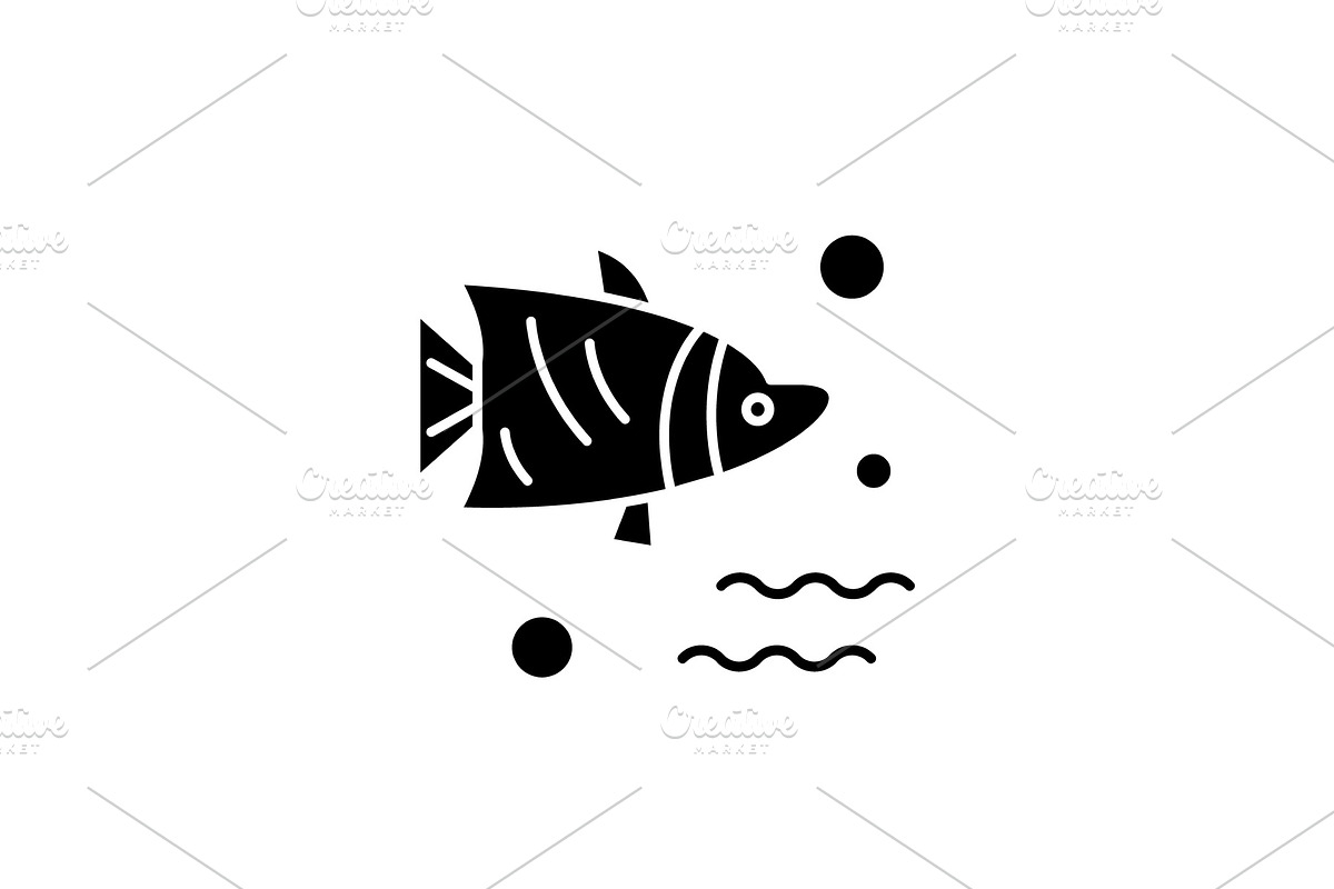 Aquarium fish black icon, vector in Illustrations - product preview 8