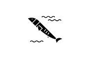 Salmon black icon, vector sign on