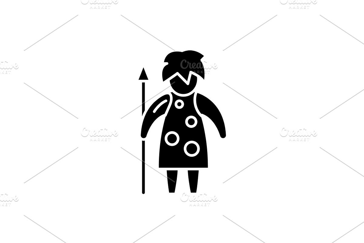 Prehistoric man black icon, vector in Illustrations - product preview 8