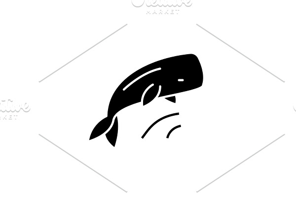 Whale black icon, vector sign on