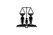 Family rights black icon, vector