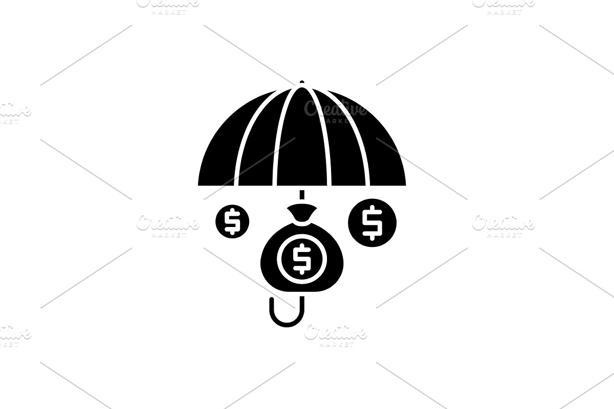 Financial insurance black icon in Illustrations - product preview 8