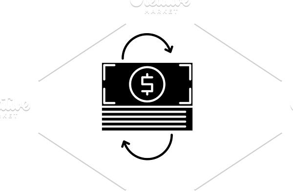 Refinancing black icon, vector sign