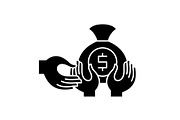 Financial fraud black icon, vector