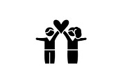 Lovers black icon, vector sign on