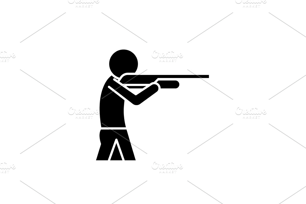 Shooting a gun black icon, vector in Illustrations - product preview 8