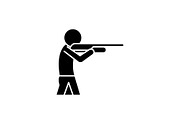 Shooting a gun black icon, vector