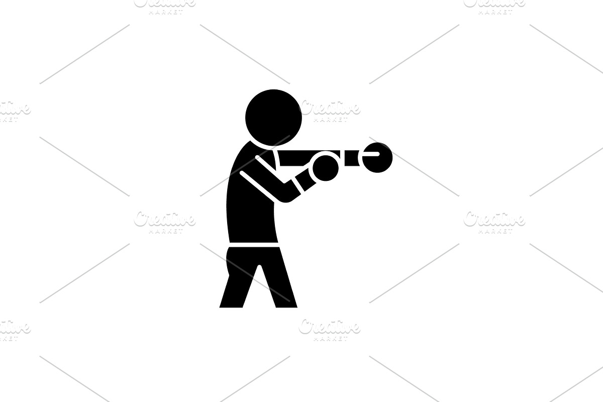 Boxer black icon, vector sign on in Illustrations - product preview 8